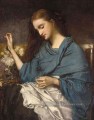 Jeune Femme Cousant figure peintre Thomas Couture